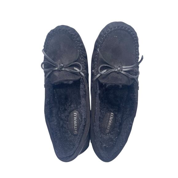 Makalu Slippers Size 10 Black Suede Moccasin Style Womens Slip On - Picture 3 of 6